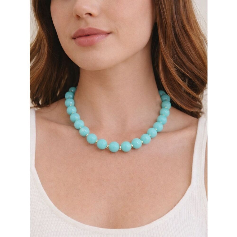 Statement beaded light blue necklace A1792